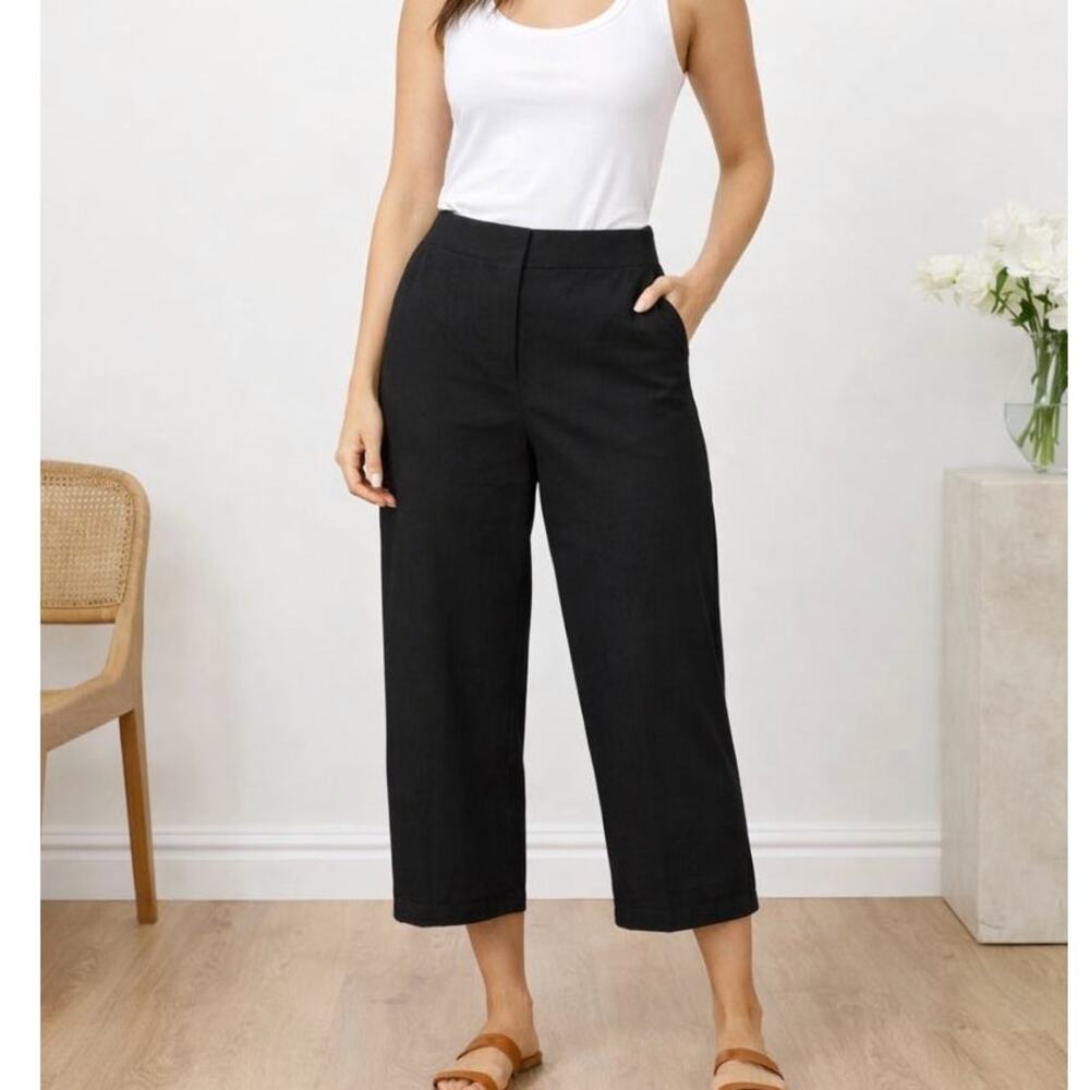 Hutch Cropped Slacks Black High Rise Flat Front SZ 6 Anthropologie Normcore
